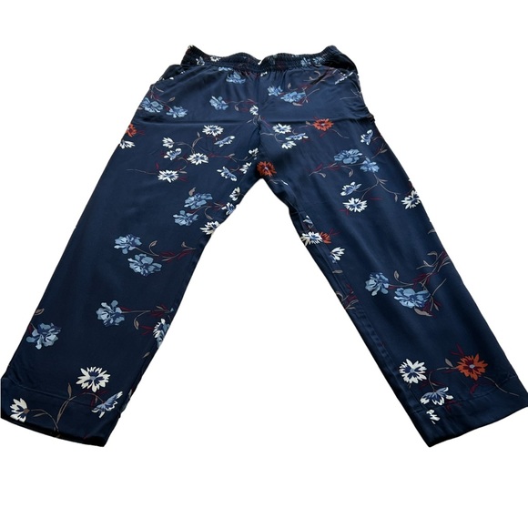 Jessica Simpson Womens Navy Blue Floral Pull On Straight Leg Pant Size Small - Picture 3 of 4